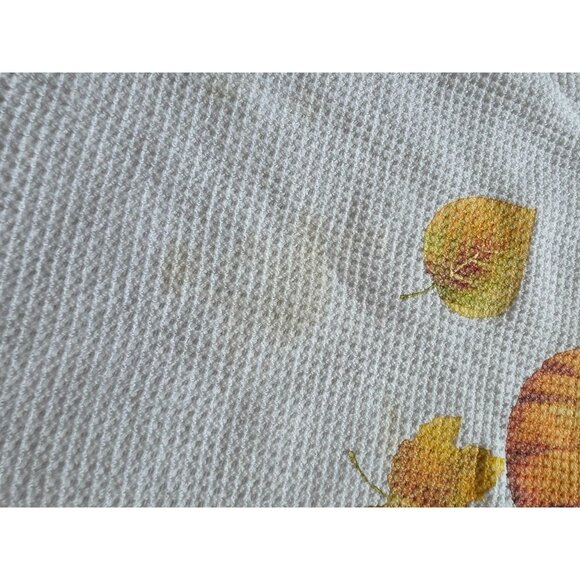 White Crewneck ThermalPumpkin & Leaves Print Medium Made In USA - Picture 6 of 8